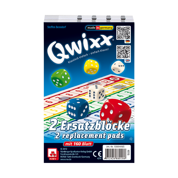Qwixx – Original Ersatzblöcke Würfelspiel NSV - Nürnberger Spielkarten Verlag